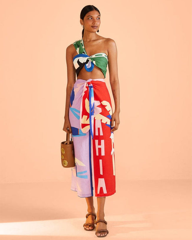 Brasi l bahia scarves crop top with midi skirt