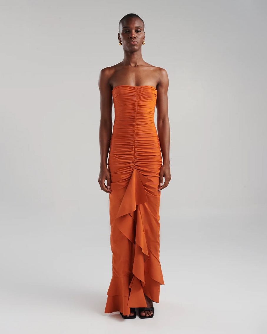 Carelia Orange Ochre Long Dress – shopatsauce.com
