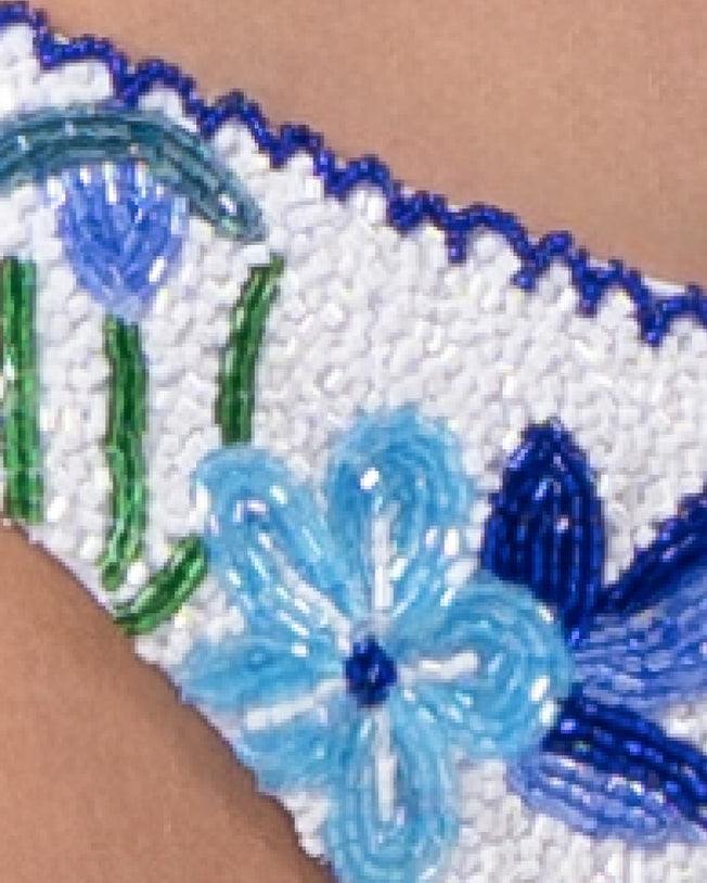 Euro Summer Hand-Beaded Embellished Bikini Set - White Blue