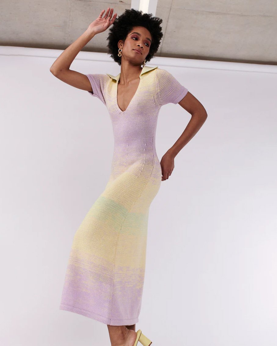 Harling Pastel Ombre Knit Midi Dress –