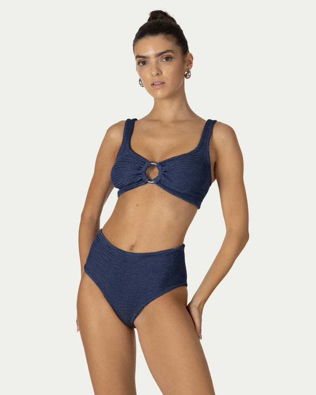 Irina High Waisted Two-Piece Navy Blue Bikini Set