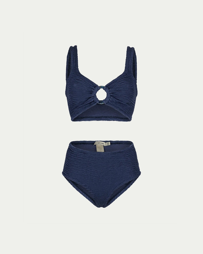Irina High Waisted Two-Piece Navy Blue Bikini Set