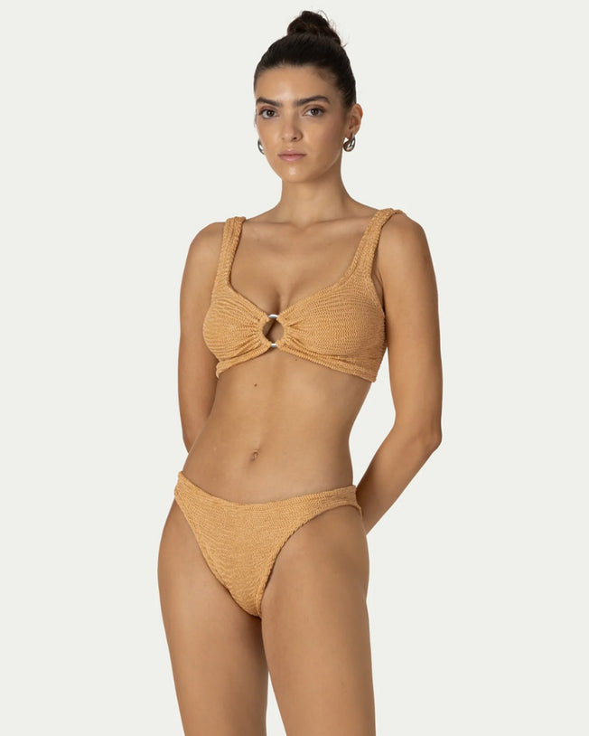 Irina Two-Piece Peach Lurex Bikini Set