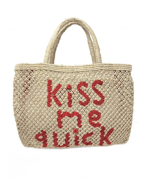 Kiss me quick - natural and red small tote bag