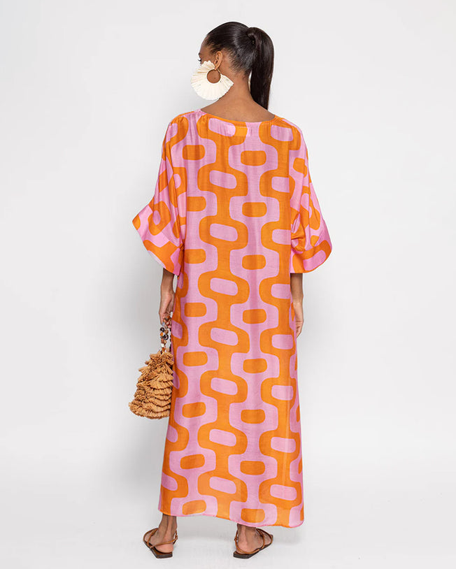 Leandres Lima Pink and Orange Long Dress