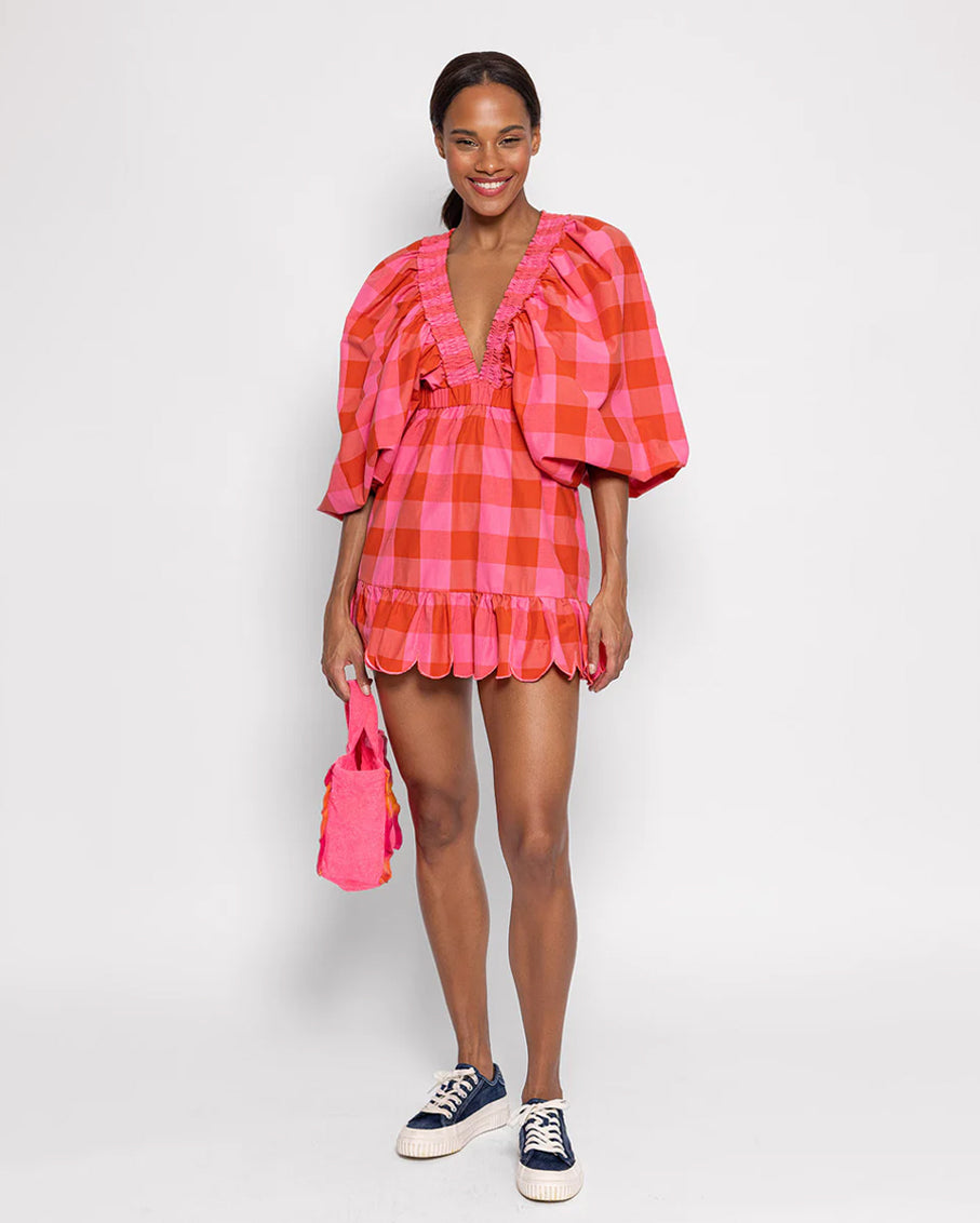 Pink Gingham Short Dress