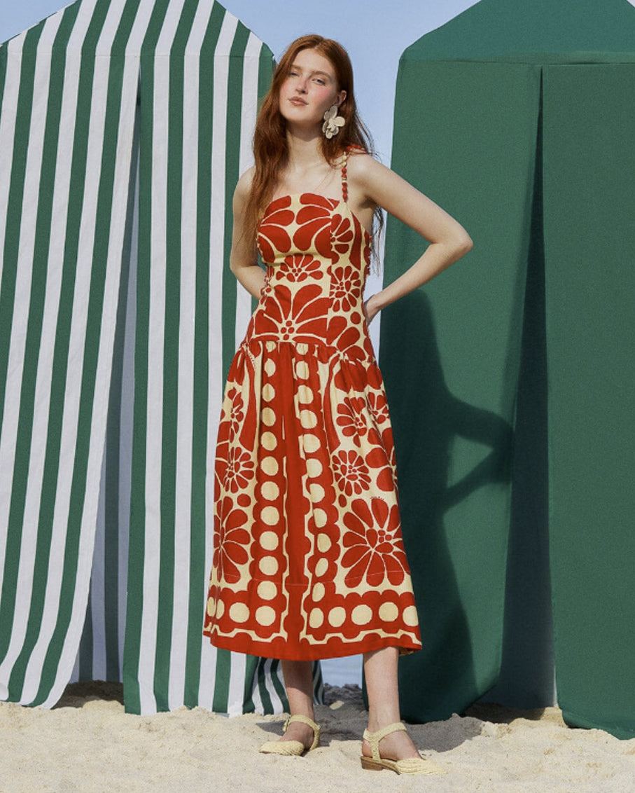 Palermo Red Sleevless Midi Dress shopatsauce.com Palermo Red Sleevless Midi Dress shopatsauce.com