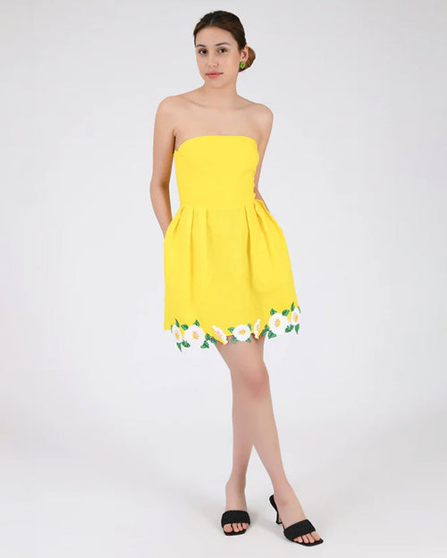 Sina linen dress bright yellow