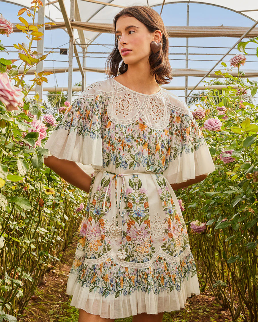 Sweet Bloom Bouquet Off-White Mini Dress
