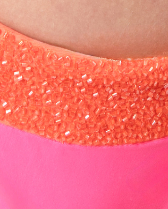 Zenya Hand-Beaded Embellished Bikini Set - Hotpink Orange