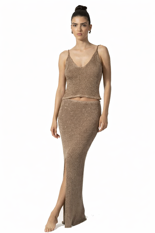 Bruna Cappuchino Top and Skirts Set