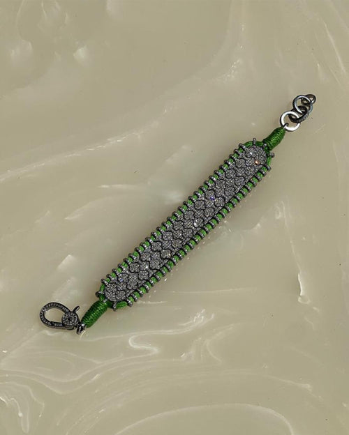 14K Victorian Bracelet - Wt. (Gross-26.390gms; Silver-24.584gms; Other-1.120gms) Dia. Single Cut LC 3.430cts with 1157 Dia. Pcs - Green