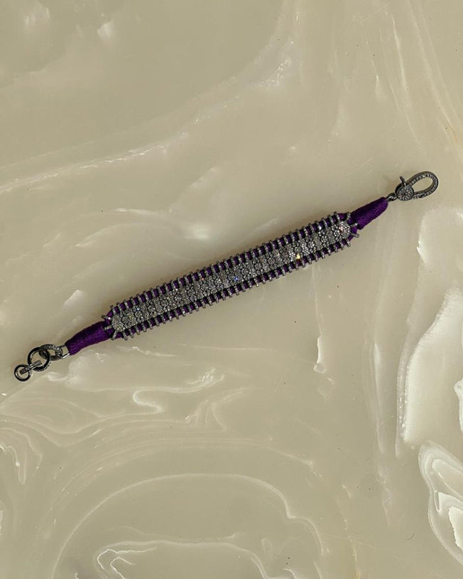 14K Victorian Bracelet - Wt. (Gross-31.860gms; Silver-30.232gms; Other-0.960gms) Dia. Single Cut LB 3.340cts with 1144 Dia. Pcs - Purple