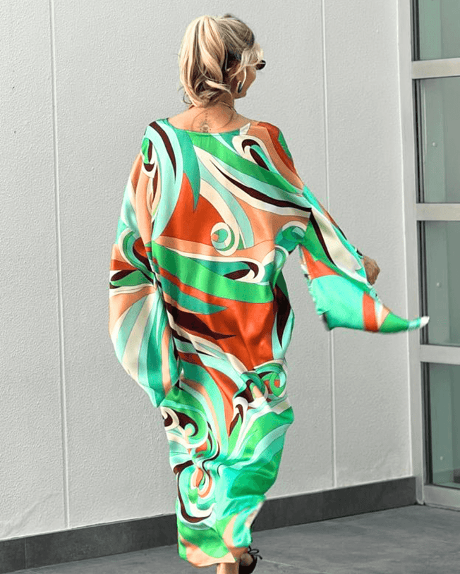 Lala Multi Print Kimono Sleeve Kaftan