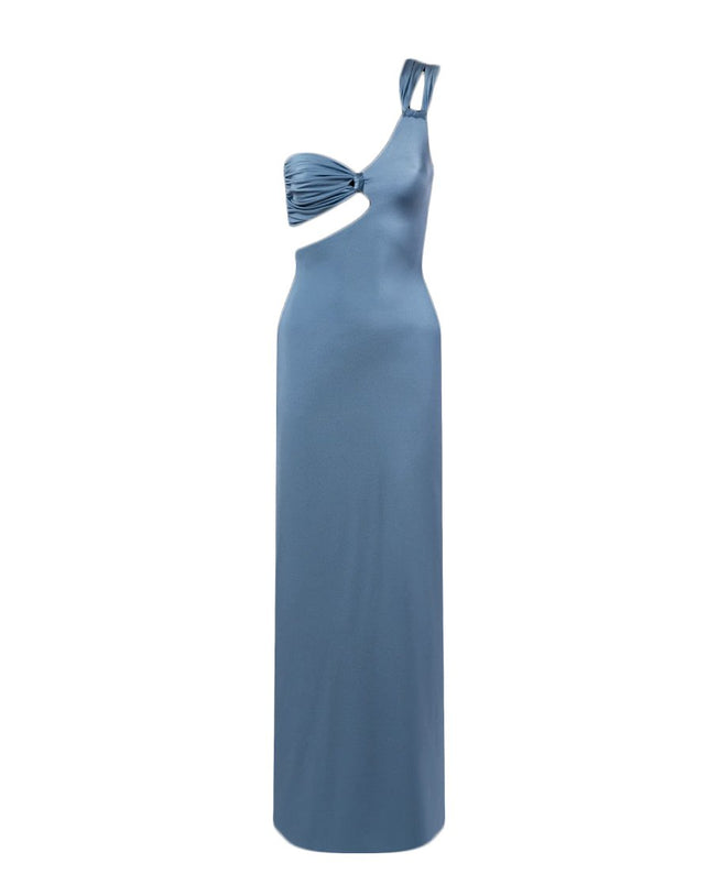 One shoulder long dress-riva blue