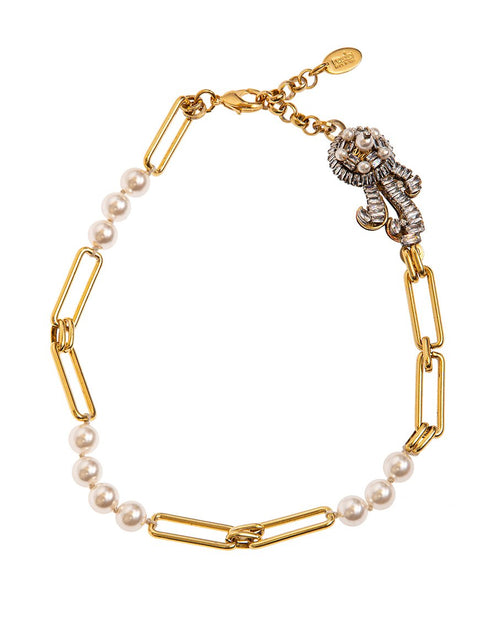 Antique gold pearl and crystals necklaces
