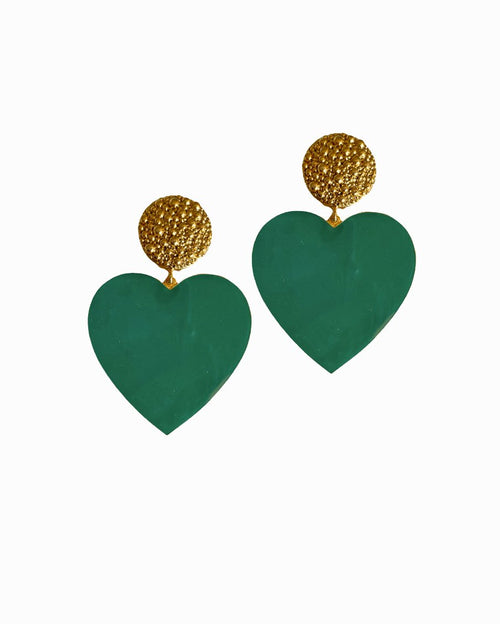 Aphrodite emerald heart earrings