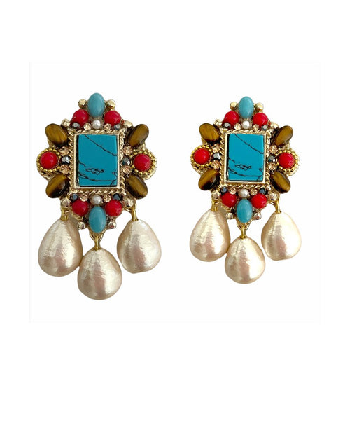 Athyna Cotton Pearls Semi Precious Coral