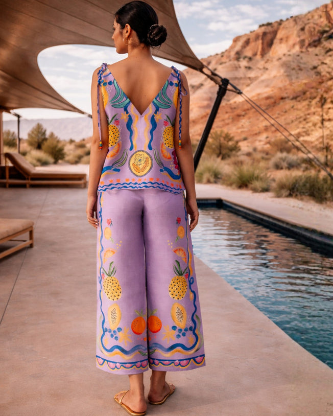 Abby Co-Ord Sleeveless Top and Pants Set in Purple