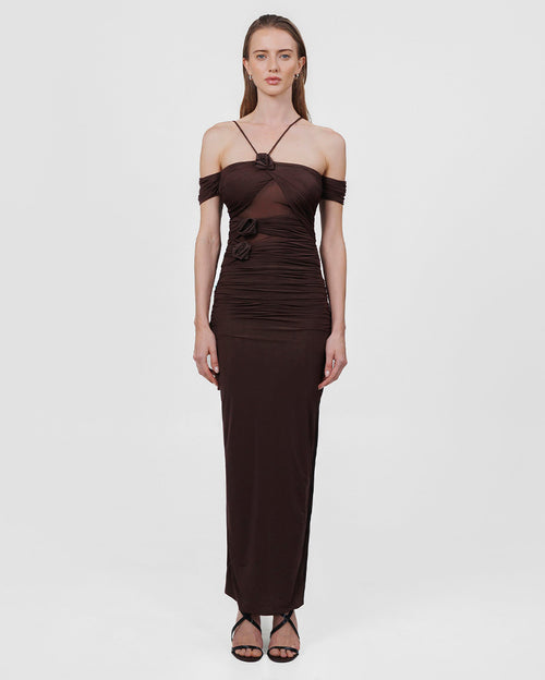 Abisso Maxi Body Dress in Wood