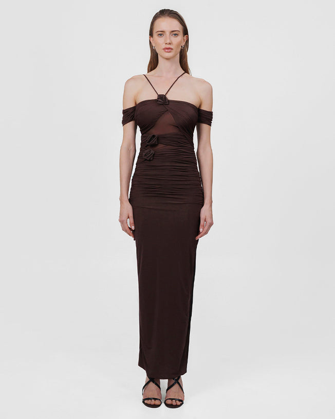 Abisso Maxi Body Dress in Wood