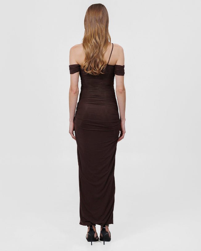 Abisso Maxi Body Dress in Wood