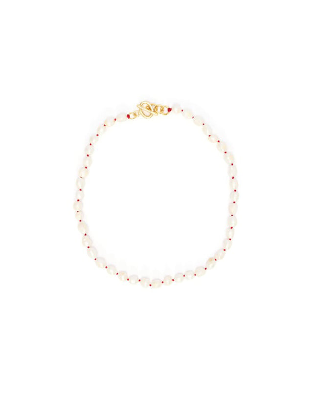 Amour Pearl Drop Red Necklace