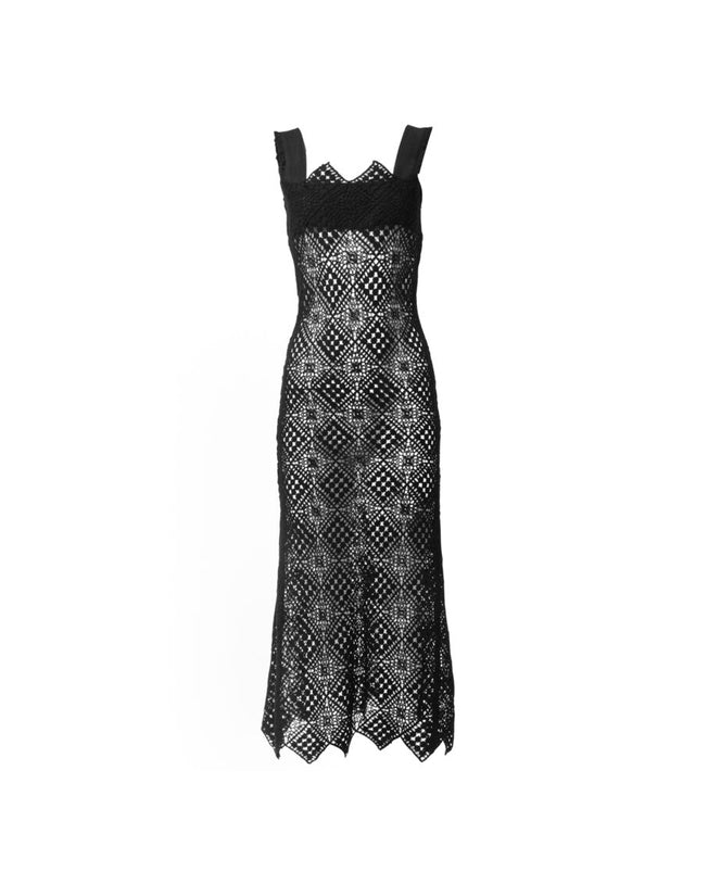 Aphrodite Crochet Black Midi Dress