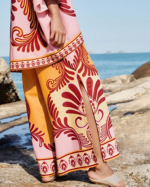 Arabesc Soft Yellow Kimono and Pants Sets