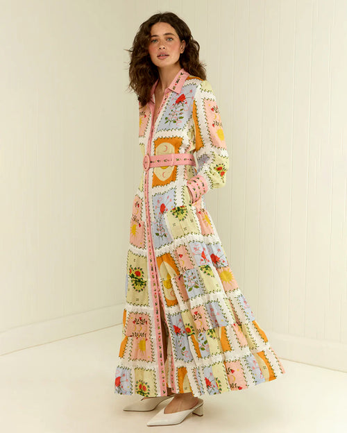 Aria Siesta Tile Maxi Dress with Belt