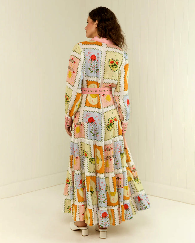 Aria Siesta Tile Maxi Dress with Belt