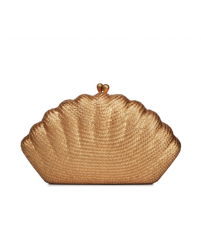 Arielle Gold Clutch with Mother of Pearl Stone