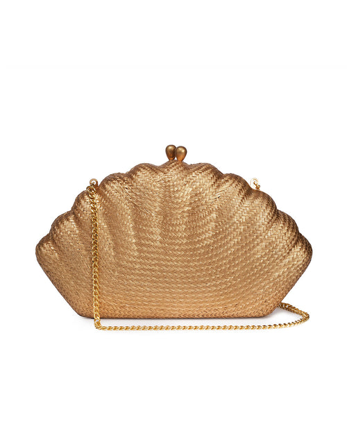 Arielle Gold Clutch with Mother of Pearl Stone