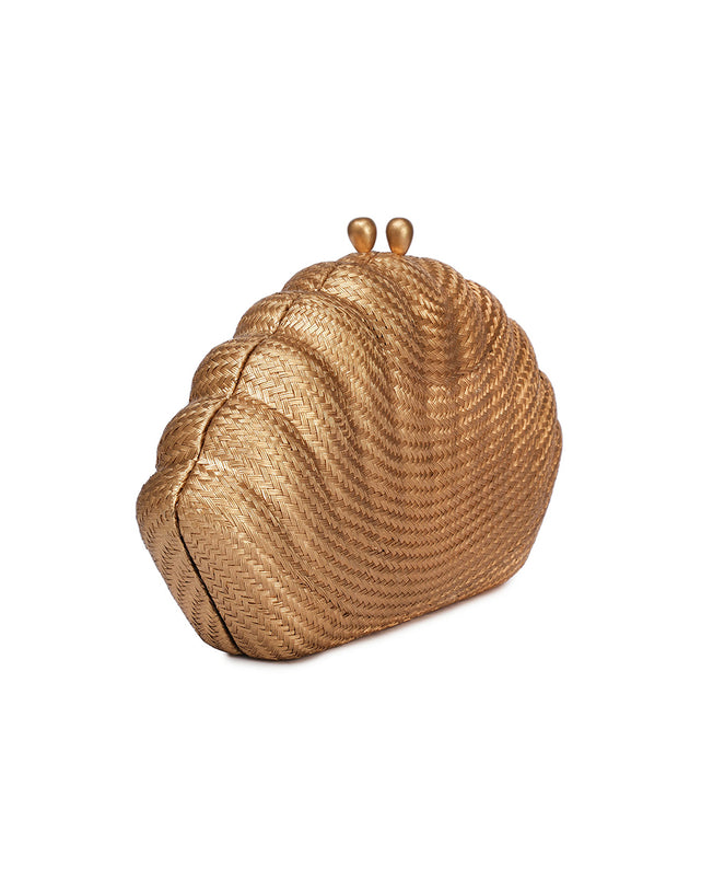 Arielle Gold Clutch with Mother of Pearl Stone