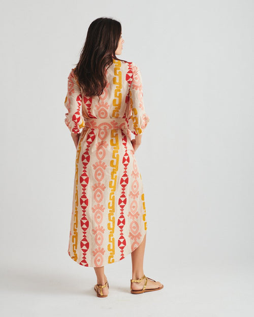 Hi-Low Dress with Eye Motif Embroidery