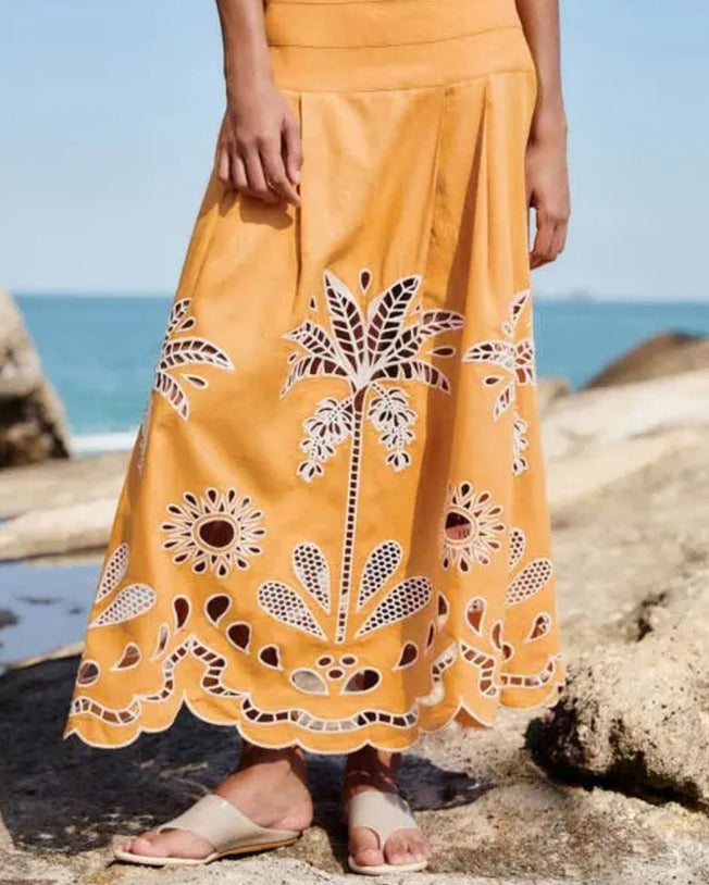 Banana Tree Camel Blouse and Skirt Set