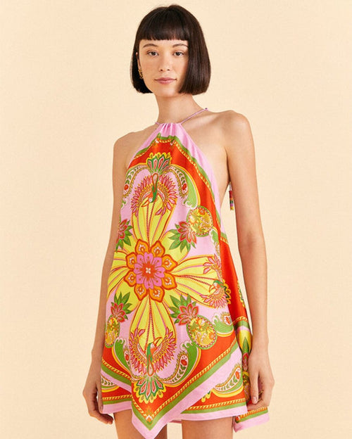 Beach toucans scarf multi mini dress