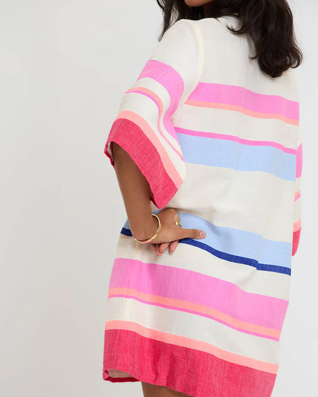 Belkis V-Neck Short Kaftan Dress in Desita Pink