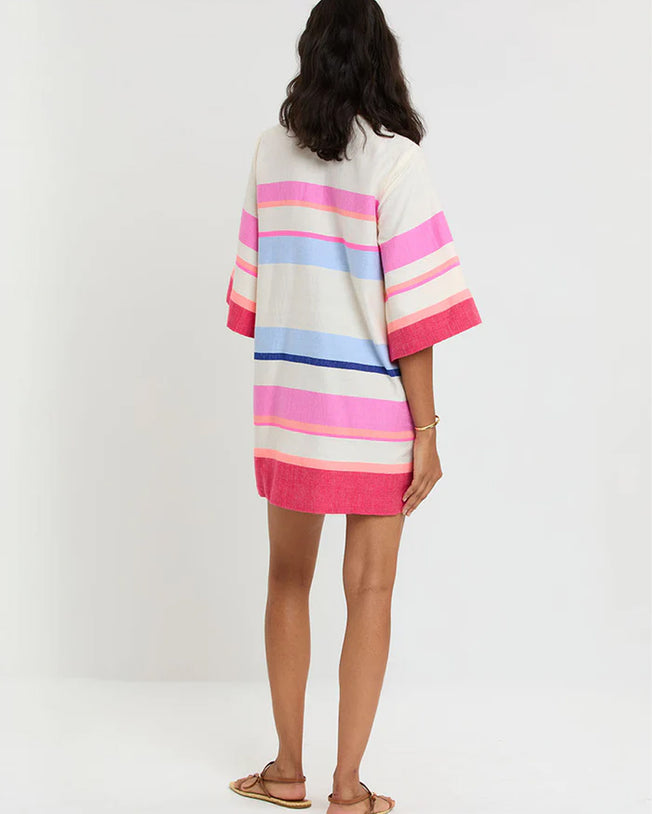 Belkis V-Neck Short Kaftan Dress in Desita Pink