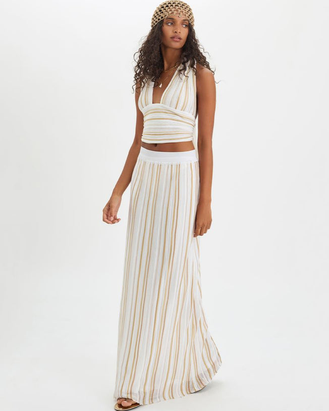 Bella Top and Skirt Set White Gold