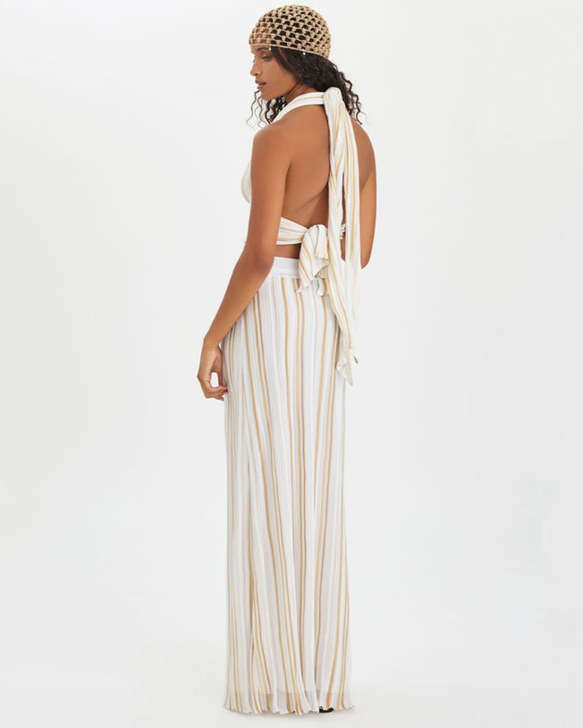 Bella Top and Skirt Set White Gold