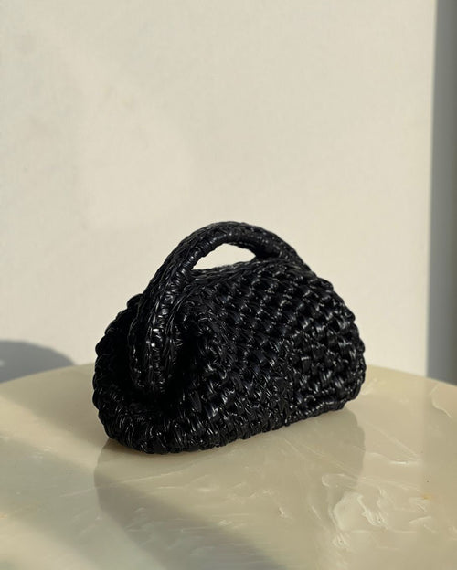 Grand Galactica Metallic Rope Black Basket Bag