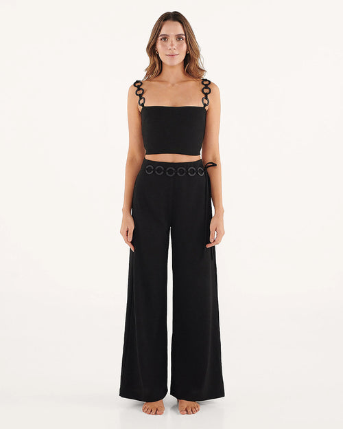 Black Dove Crop Top and Pant Set