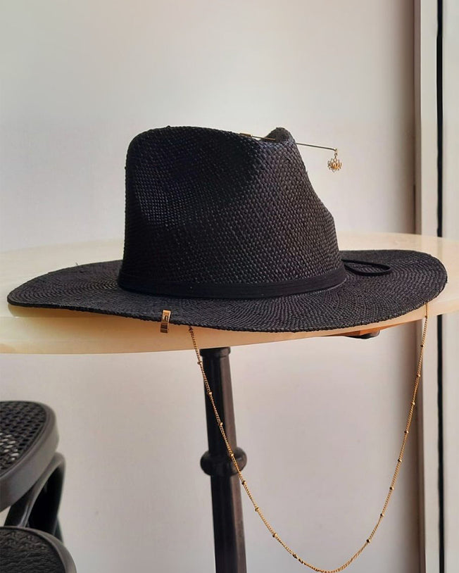 Black Fedora Ring Panama Hat