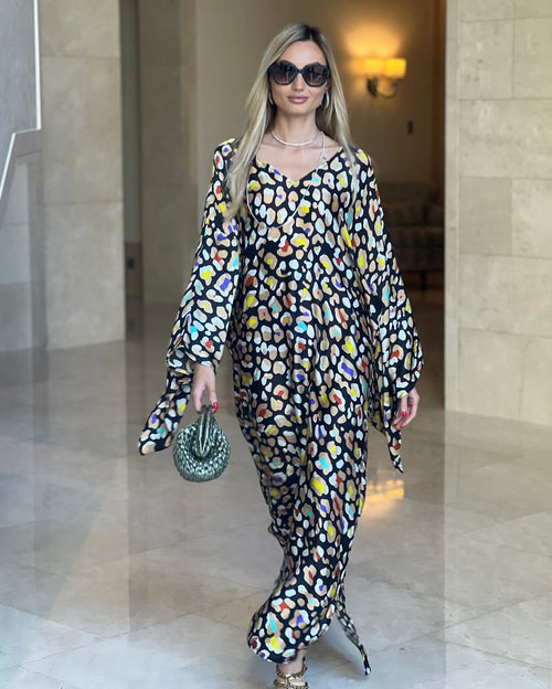Rainbow Leopard Kimono Caftan