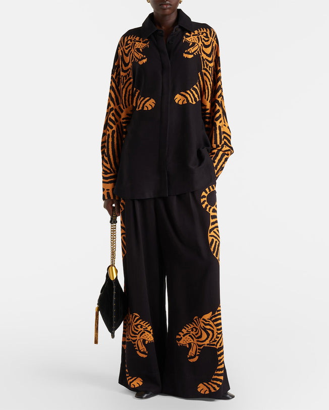 Black Tiger Long Sleeve Shirt and Pants Set