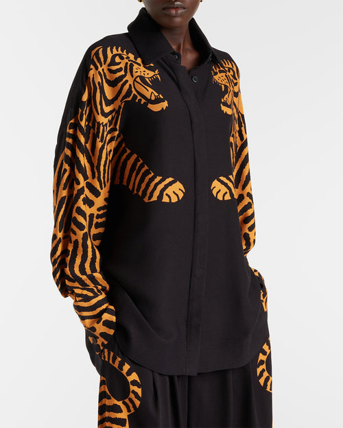Black Tiger Long Sleeve Shirt and Pants Set