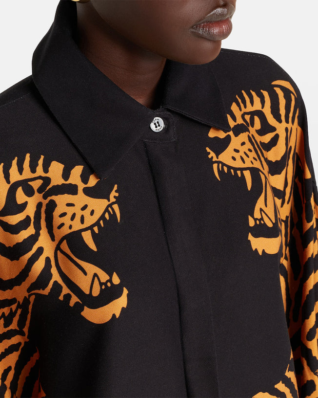 Black Tiger Long Sleeve Shirt and Pants Set