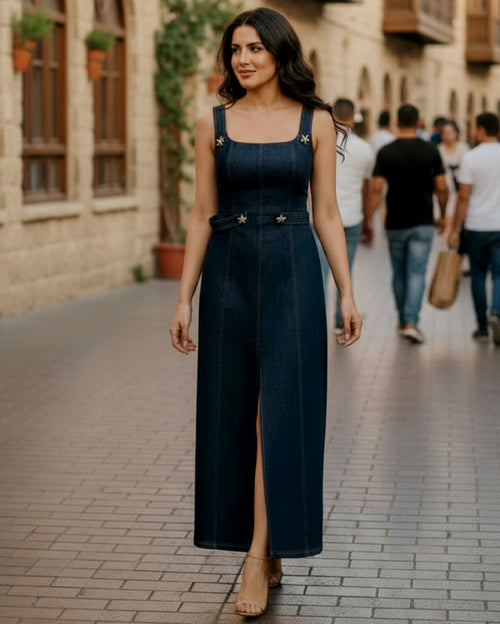 Blue Midi Denim Dress
