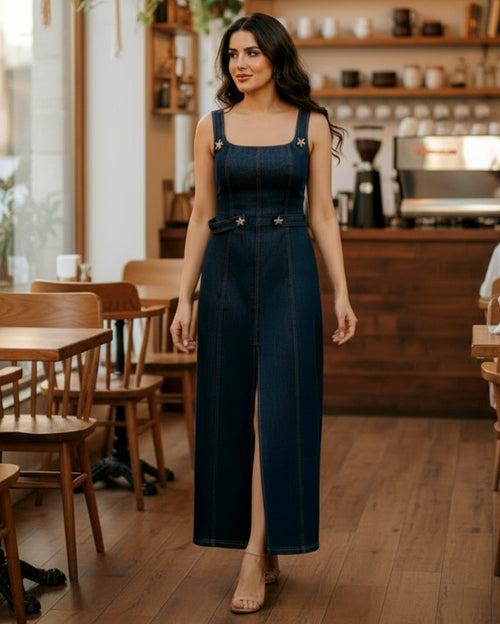 Blue Midi Denim Dress